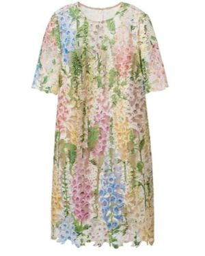 Oscar de la Renta Floral Lace Minidress - White