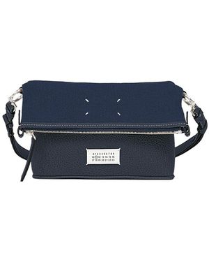 Maison Margiela Top-Zip Leather Shoulder Bag - Blue