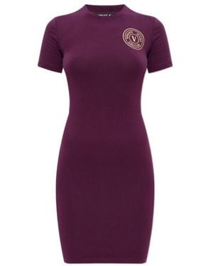 Versace Jeans Couture Couture Logo Printed Mini Dress - Purple