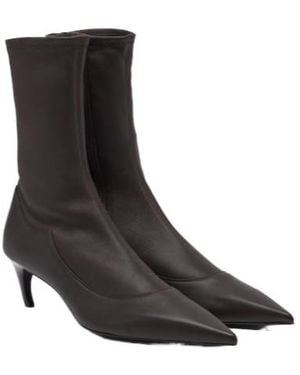 KHAITE Valerie Leather Mid-Calf Boots - Black