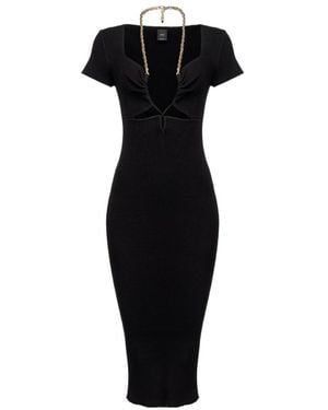 Pinko Chain-Strap Midi Dress - Black