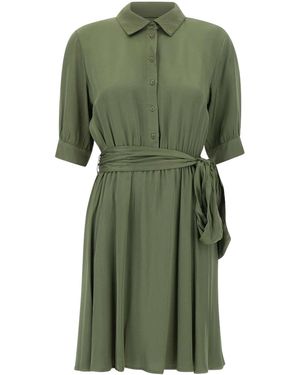 Kaos Belted Midi Shirt Dress - Green
