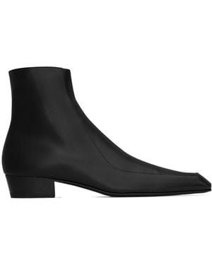Saint Laurent Augustin Zip Detailed Ankle Boots - Black