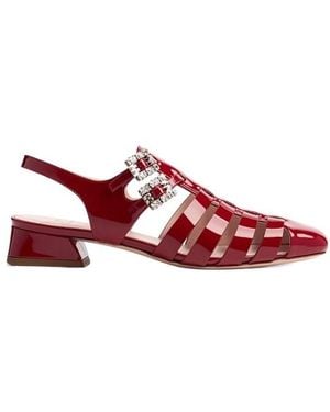 Roger Vivier Mini Tres Vivier Leather Flats - Red