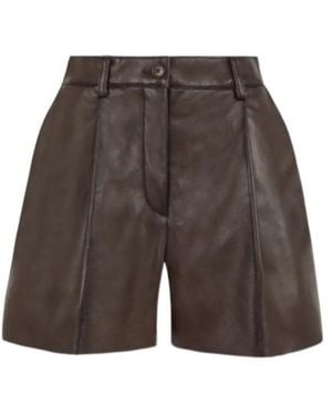 P.A.R.O.S.H. Pleated Leather Bermuda Shorts - Gray