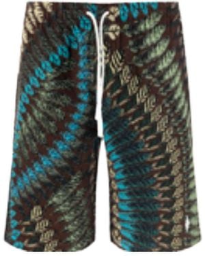 Marcelo Burlon County Of Milan Feather Printed Drawstring Shorts - Green