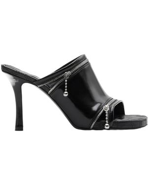 Burberry Peep Heeled Mules Heels - Black