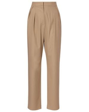 Max Mara Dede Pleated Raw-Edge Trousers - Natural