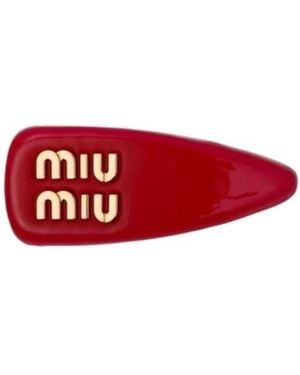 Miu Miu Patent Leather Hair Clip - Red