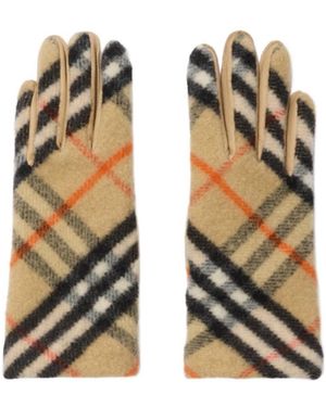 Burberry Checkered Paneled Gloves - Metallic