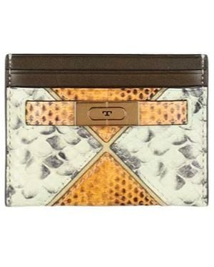 Tory Burch Wallet With A Snake-Patterned Logo - Natural