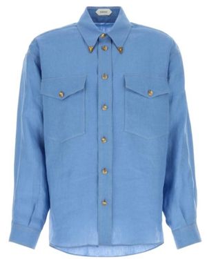 Versace Linen Relaxed Shirt - Blue
