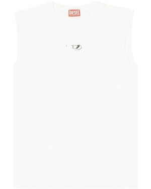DIESEL T-Bisco-Iod Metallic Oval D Tank Top - White