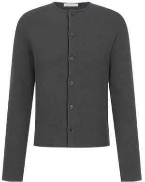 Amomento Stripe Button Up Cardigan - Grey