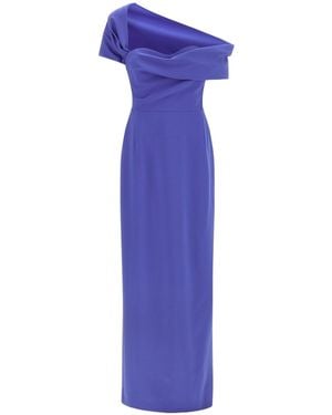 Carolina Herrera Draped Off-Shoulder Maxi Dress - Blue
