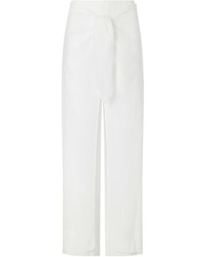 Christopher Esber Porto Tie-Detailed Cotton-Voile Wide-Leg Pants - White