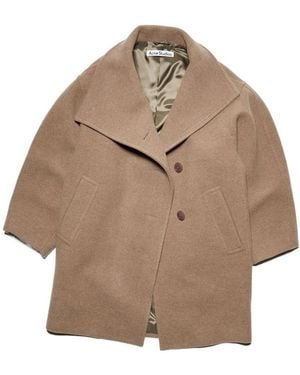 Acne Studios Funnel-Neck Single-Breasted Coat - Brown