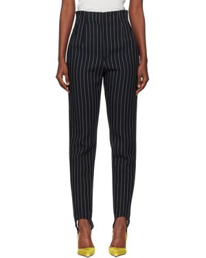 Mugler Pinstripe Cigarette Stirrup Pants - Black