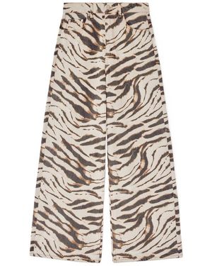 Ganni Zebra Denim Lari Wide Jeans - White