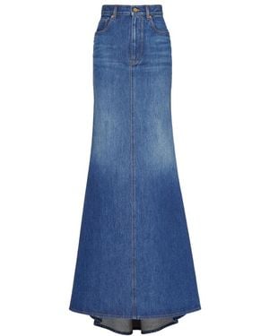 Valentino High Waist Denim Skirt - Blue