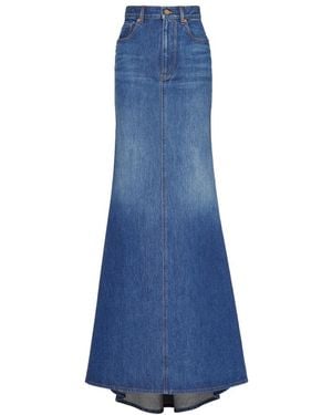 Valentino High Waist Denim Skirt - Blue
