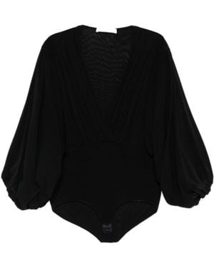 Philosophy Di Lorenzo Serafini Puff Sleeve Tulle Bodysuit - Black