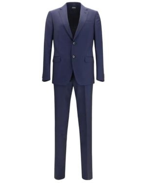 ZEGNA Single-Breasted Tailored Suit - Blue