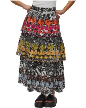 FARM Rio Ruta Embroidered Ruffled Skirt - White