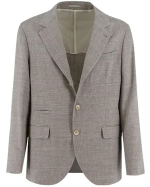 Brunello Cucinelli Chevron Deconstructed Blazer - Gray