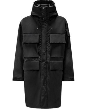 C.P. Company Long Hooded Coat - Black