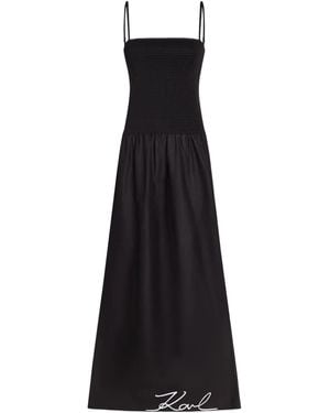 KARL LAGERFELD Shirred Maxi Beach Dress - Black
