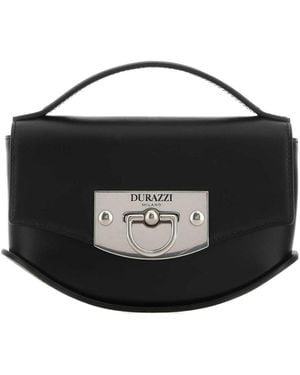 DURAZZI MILANO Flip-Lock Leather Shoulder Bag - Black