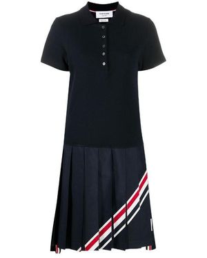 Thom Browne Rwb-Stripe Polo Dress - Black