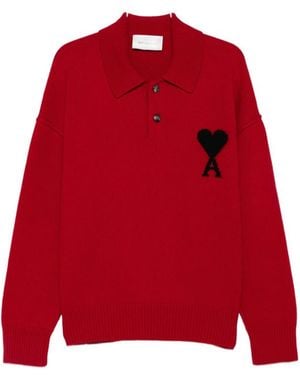 Ami Paris Logo-Detail Jumper - Red