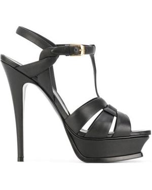 Saint Laurent Tribute Heeled Leather Sandals - Black
