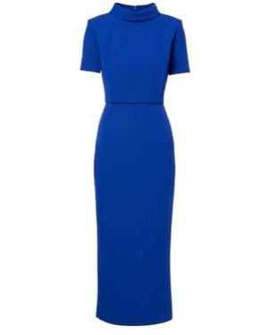 Roland Mouret Crêpe Midi Dress - Blue