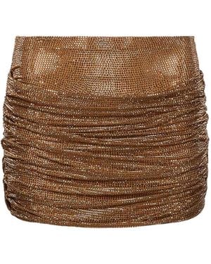 GIUSEPPE DI MORABITO Embellished Ruched Mini Skirt - Brown