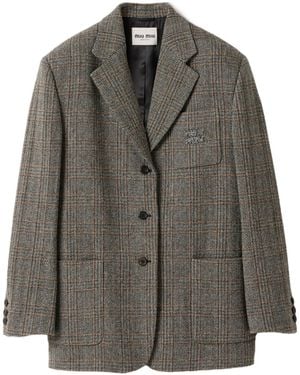 Miu Miu Single-Breasted Chevron Jacket - Gray