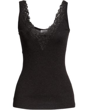 Brunello Cucinelli Wool Knit Sleeveless V-Neck Vest - Black