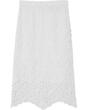 Burberry Macrame Lace Midi Skirt - White