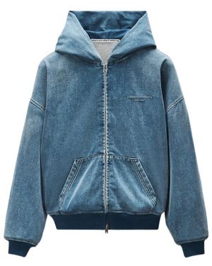 Alexander Wang Brushed Denim Oversize Hoodie - Blue