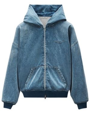 Alexander Wang Brushed Denim Oversized Hoodie - Blue