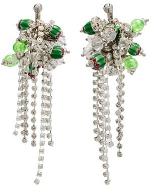 Dries Van Noten Crystal-Embellished Drop Earrings - Green