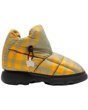 Burberry Check Drawstring Pillow Padded Ankle Boots, Brand Size 45.5 Us - Yellow