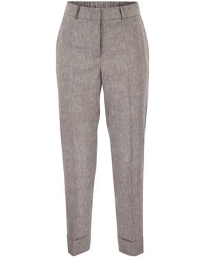 Peserico Straight-Leg Cuffed Pants - Gray