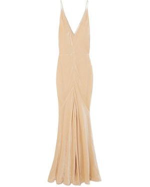 Gabriela Hearst Net Sustain Doran Gathered Voile-Trimmed Organic Silk-Velvet Gown - White