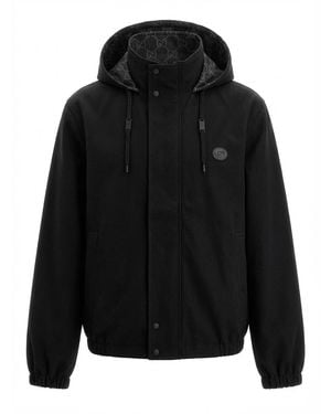 Gucci Interlocking Logo Ripstop Jacket in Black for Men | Lyst