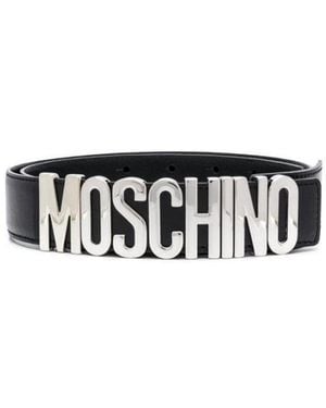 Moschino Logo Lettering Buckle Belt - White