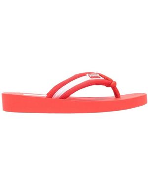 KENZO Logo Patch Striped Slip-On Flip Flops - Red