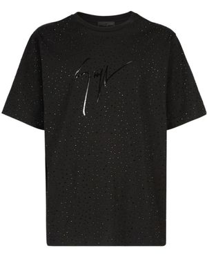 Giuseppe Zanotti Strass All-Over Printed Crewneck T-Shirt - Black
